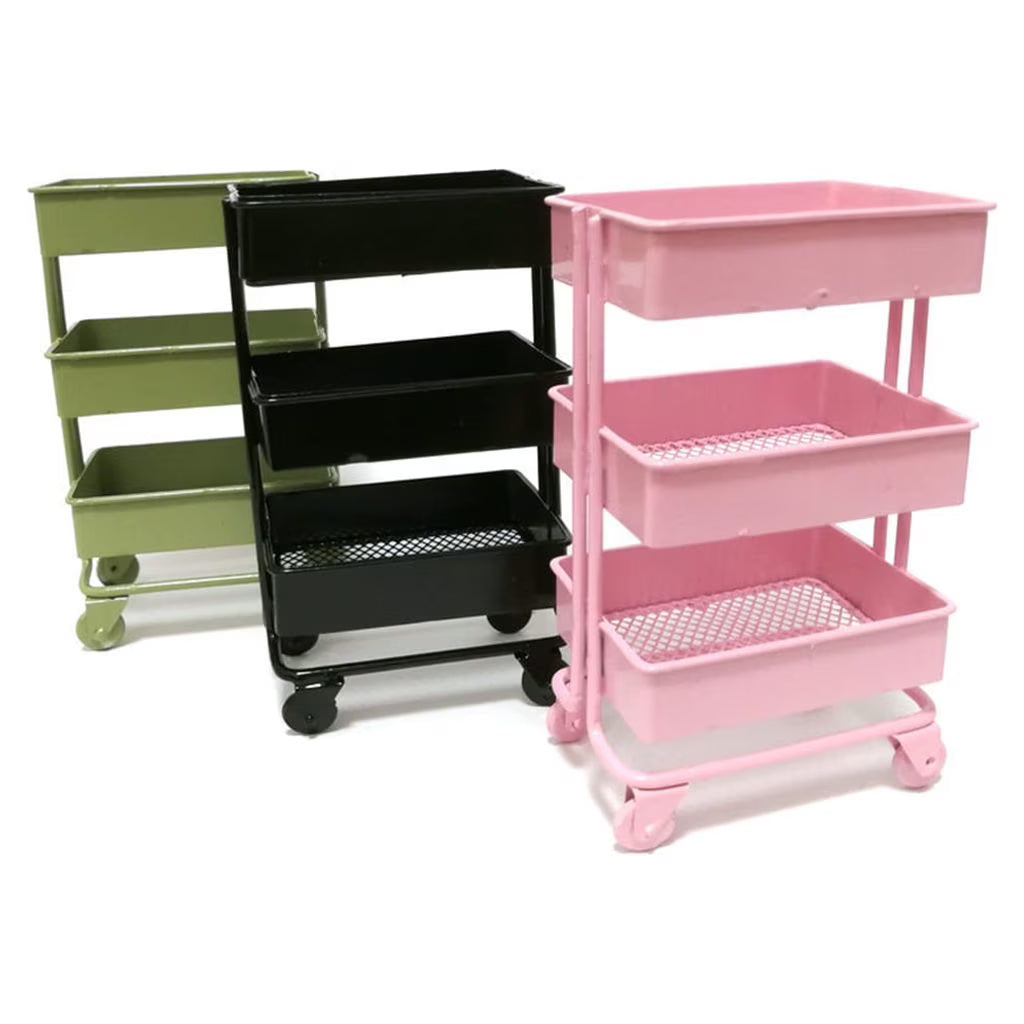 SDFGTstore 3 Tiers Mini Trolley Storage Rack Collection Accessories Miniature Storage Cart